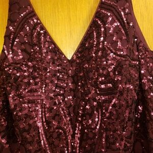 Night Way Collections Burgundy Sequin Prom Dress